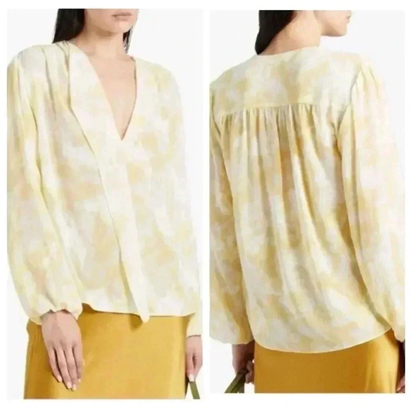 NWT Vince Pastel Floral Blouse Butter Yellow size XS - Picture 1 of 13